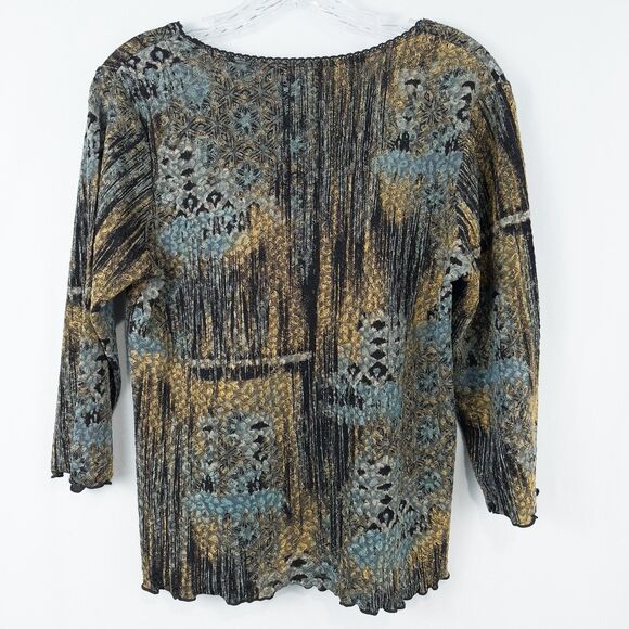 Christopher & Banks 3/4 Sleeve Lettuce Hem Top Womens Medium Artsy Fairy Grunge - Picture 2 of 16